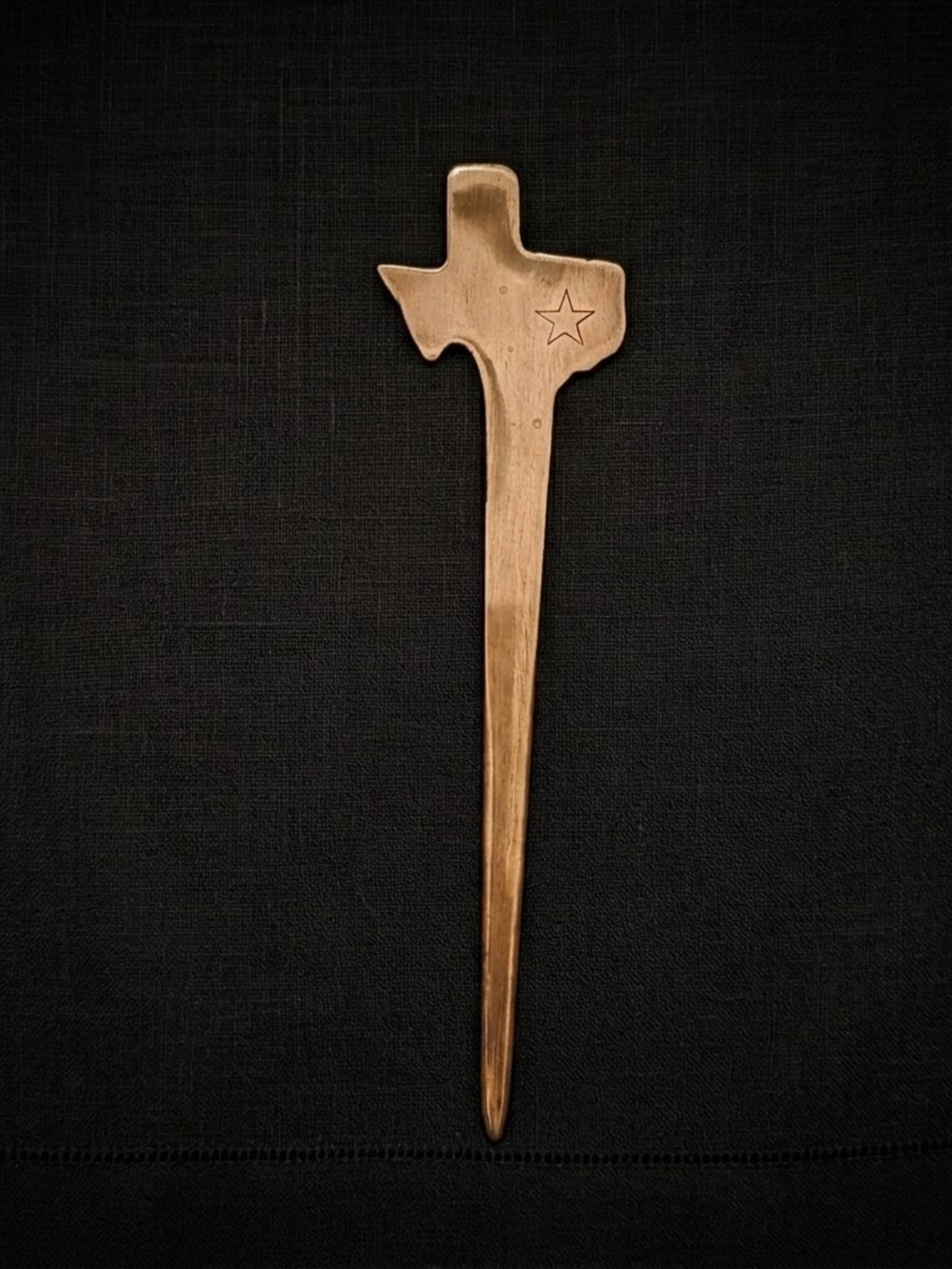 Vintage Texas-Shaped Brass Letter Opener in Gold Tones